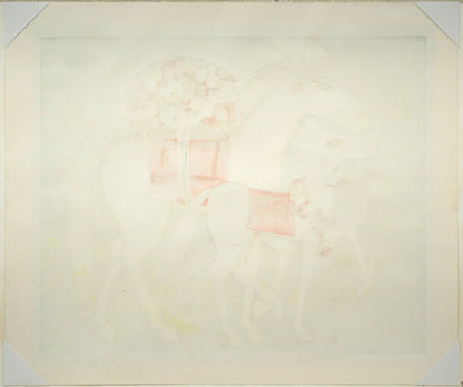 池田修三「おんまのおやこ」木版画　作品裏側画像