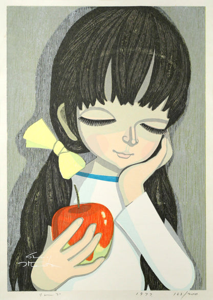 池田修三「りんご」木版画　作品全体画像