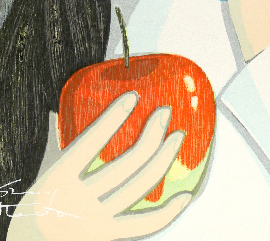 池田修三「りんご」木版画　拡大画像4