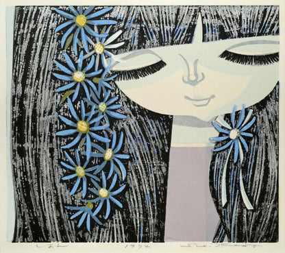 池田修三「しおん」木版画　作品全体画像