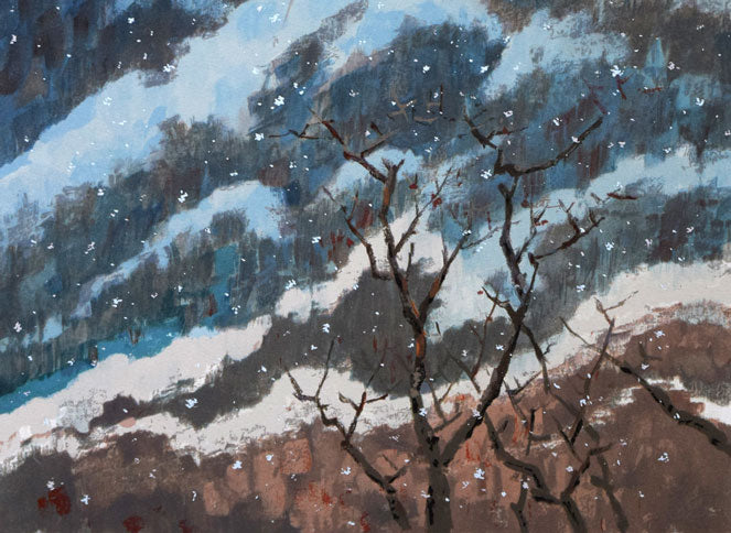 池田遙邨「春雪」リトグラフ　拡大画像3