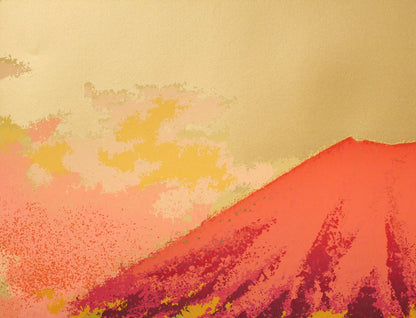 池上壮豊「赤富士－優花」シルクスクリーン版画　拡大画像1