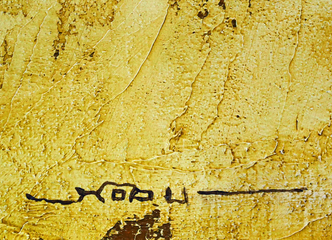 生田信行「柿」油絵・F3号　サイン拡大画像