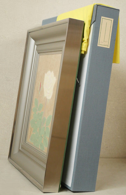 今井珠泉「薔薇」日本画・F4号　付属品画像（黄袋、布タトウ箱）