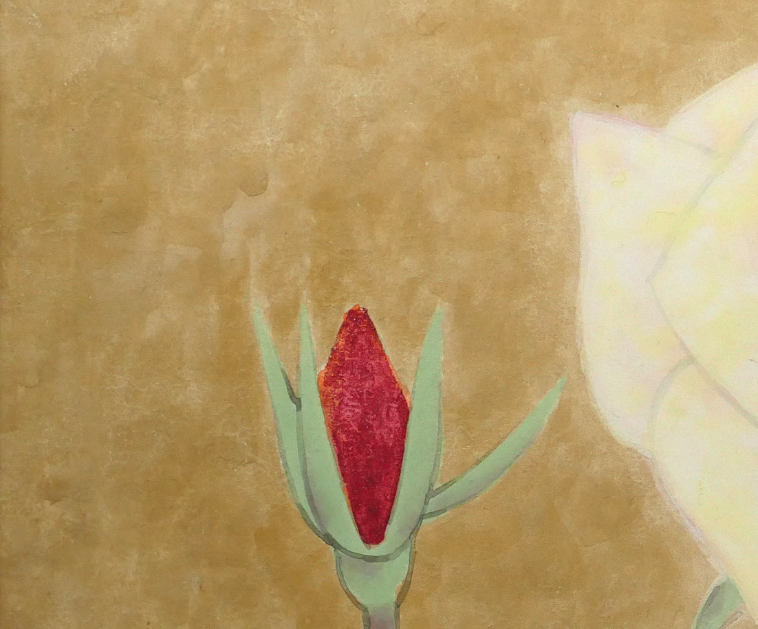 今井珠泉「薔薇」日本画・F4号　拡大画像1