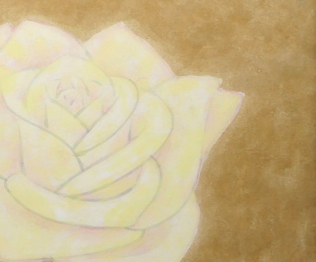 今井珠泉「薔薇」日本画・F4号　拡大画像2