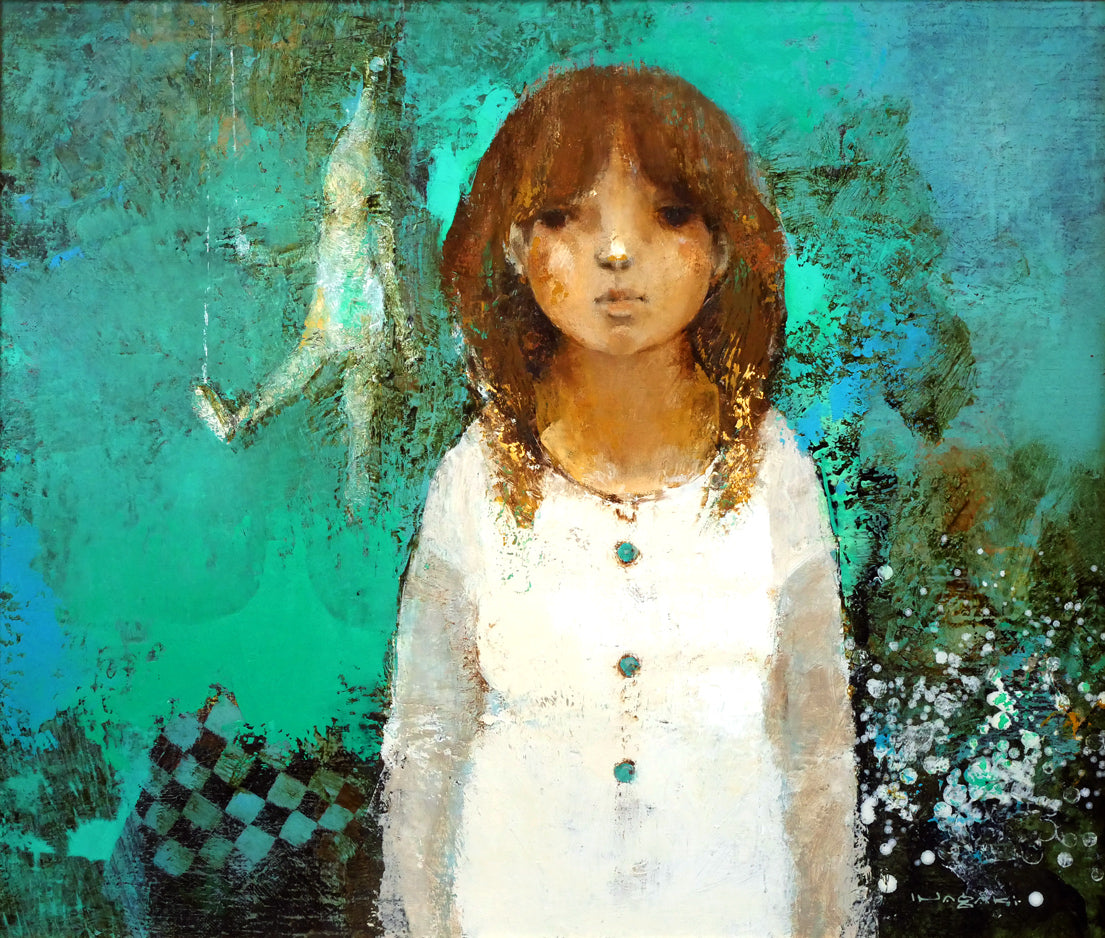 稲垣昌紀「人形と少女」油絵・F10号　作品全体画像