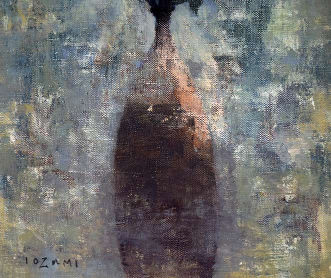五百住乙人「桔梗」油絵・F4号　拡大画像2
