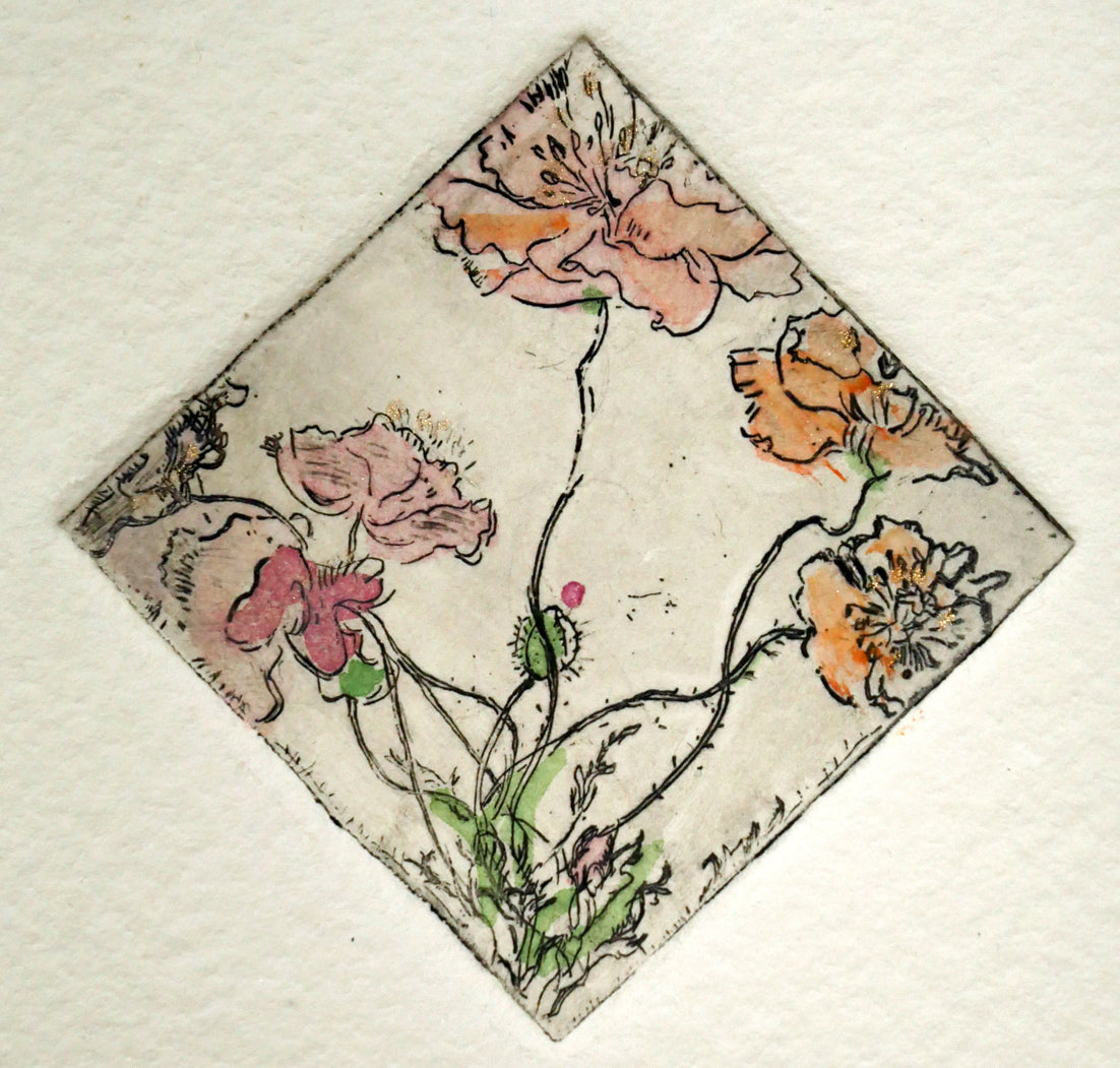 ジョアン　アイザック（Joanne　ISAAC）「Tapio　Wirkkala　and　Shirley　Poppies」銅版画に手彩色　拡大画像2
