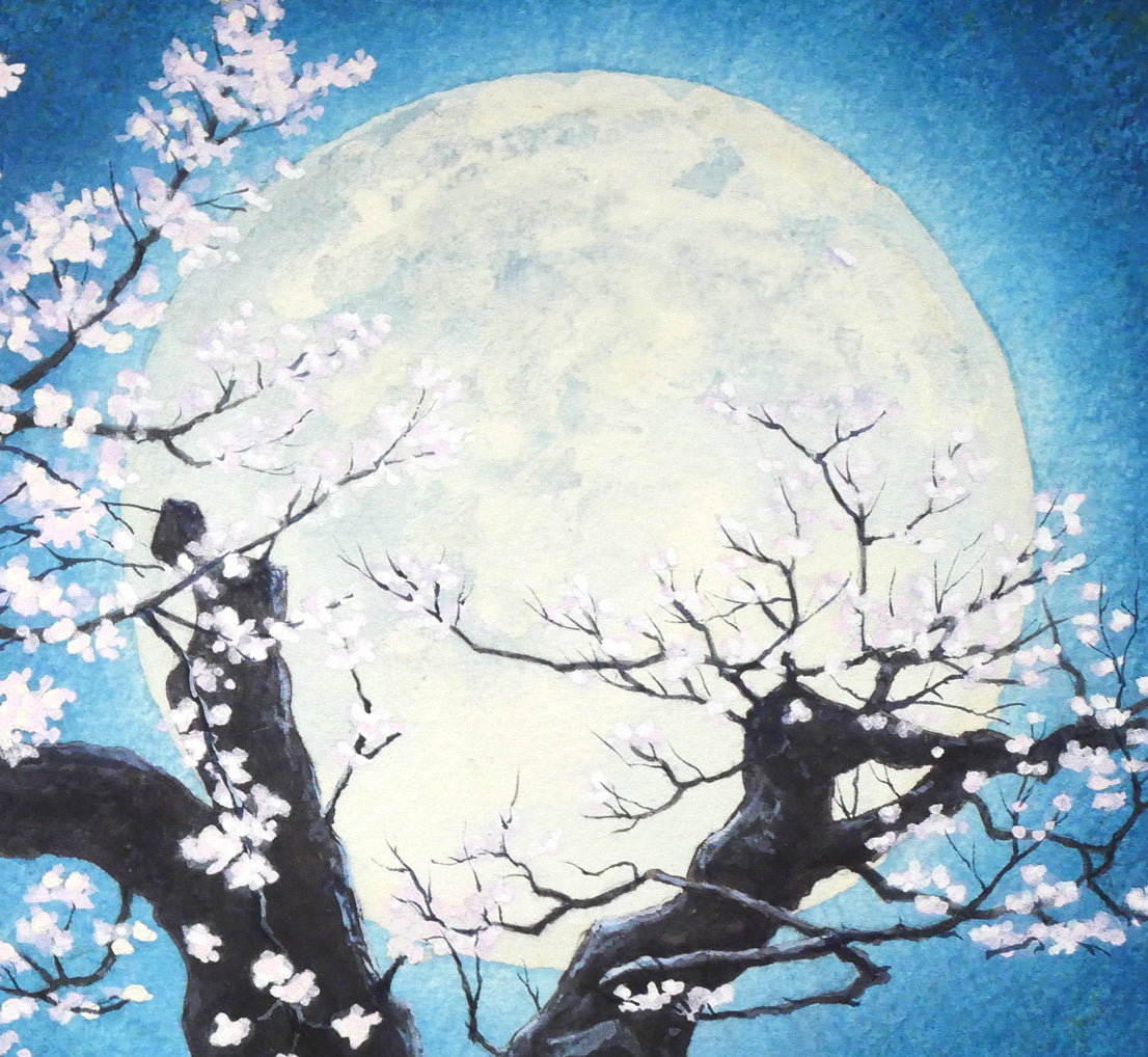 石垣渉「宵桜」水彩画・5号　拡大画像5
