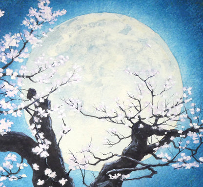 石垣渉「宵桜」水彩画・5号　拡大画像5