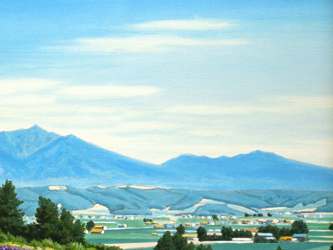 石川雄一「ラベンダーと富良野岳」油絵・P8号　拡大画像3