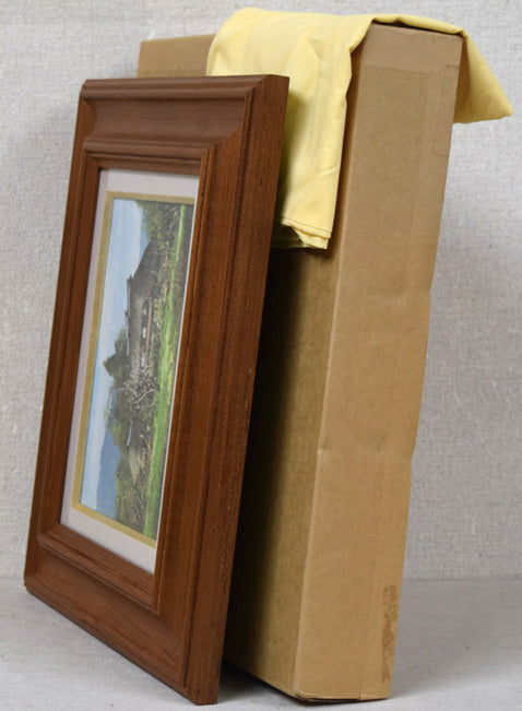 石川茂男「春の白馬村（長野県）」油絵・SM　付属品画像（黄袋・差し箱あり）