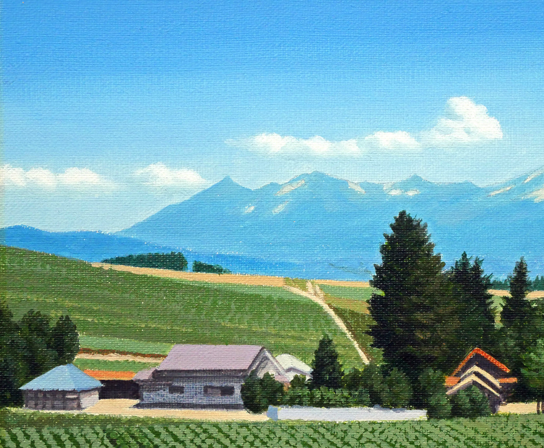 石川雄一「大雪と芋畑（美瑛）」油絵・F4号　拡大画像1