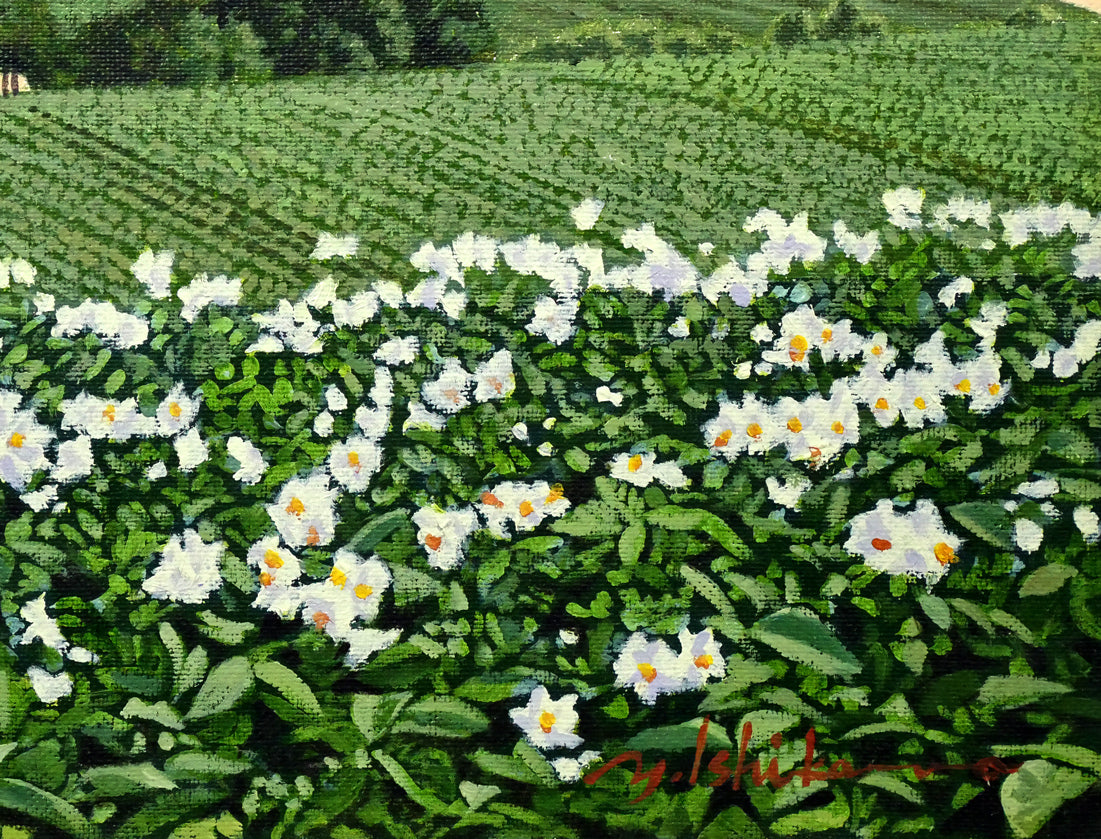 石川雄一「大雪と芋畑（美瑛）」油絵・F4号 絵画買取・販売の