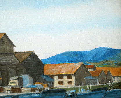 石川雄一「運河と倉庫（小樽）」油絵・F4号　拡大画像2