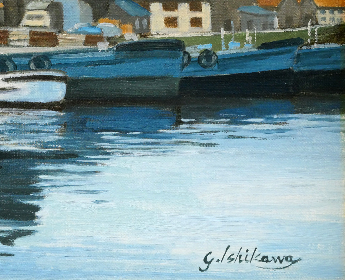 石川雄一「運河と倉庫（小樽）」油絵・F4号　拡大画像5