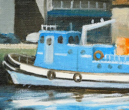 石川雄一「運河と倉庫（小樽）」油絵・F4号　拡大画像4