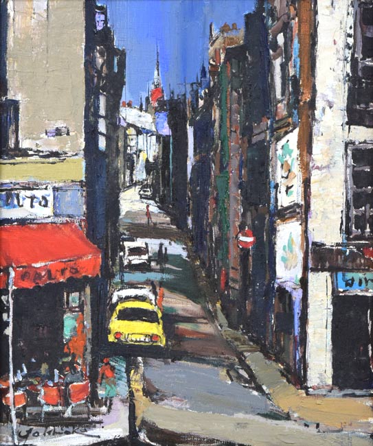 石岡剛「赤い塔のある坂道（パリ）」油絵・F8号　作品全体拡大画像