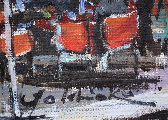 石岡剛「赤い塔のある坂道（パリ）」油絵・F8号　サイン拡大画像