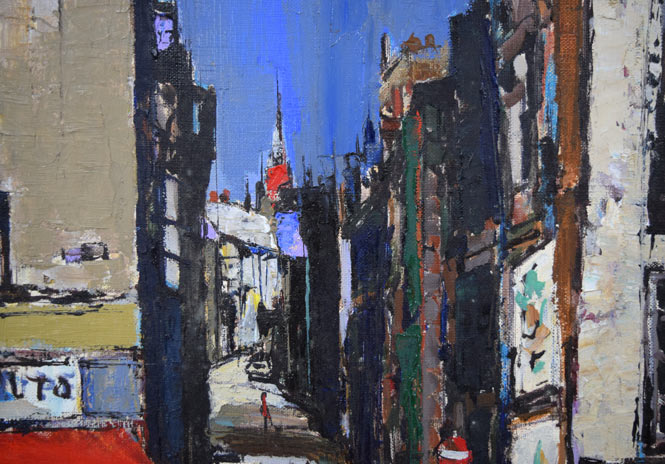 石岡剛「赤い塔のある坂道（パリ）」油絵・F8号　拡大画像1