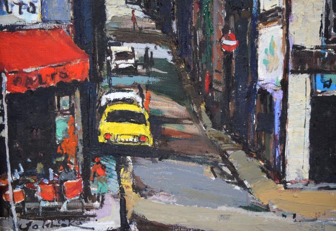 石岡剛「赤い塔のある坂道（パリ）」油絵・F8号　拡大画像3