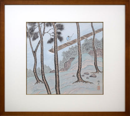 石原梅渓「風景画」日本画・6号