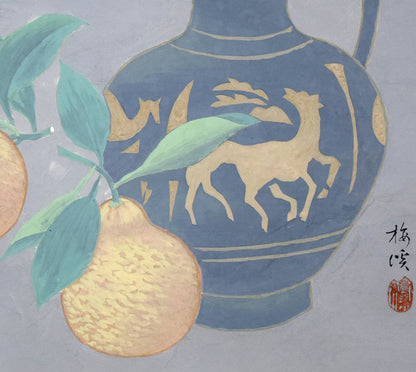 石原梅渓「静物画」日本画・8号　拡大画像3