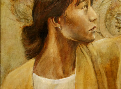 板谷諭使「木に棲む女」油彩、テンペラ画・M6号　拡大画像4