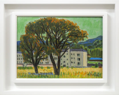 一木万寿三「山の手風景」油絵・F4号