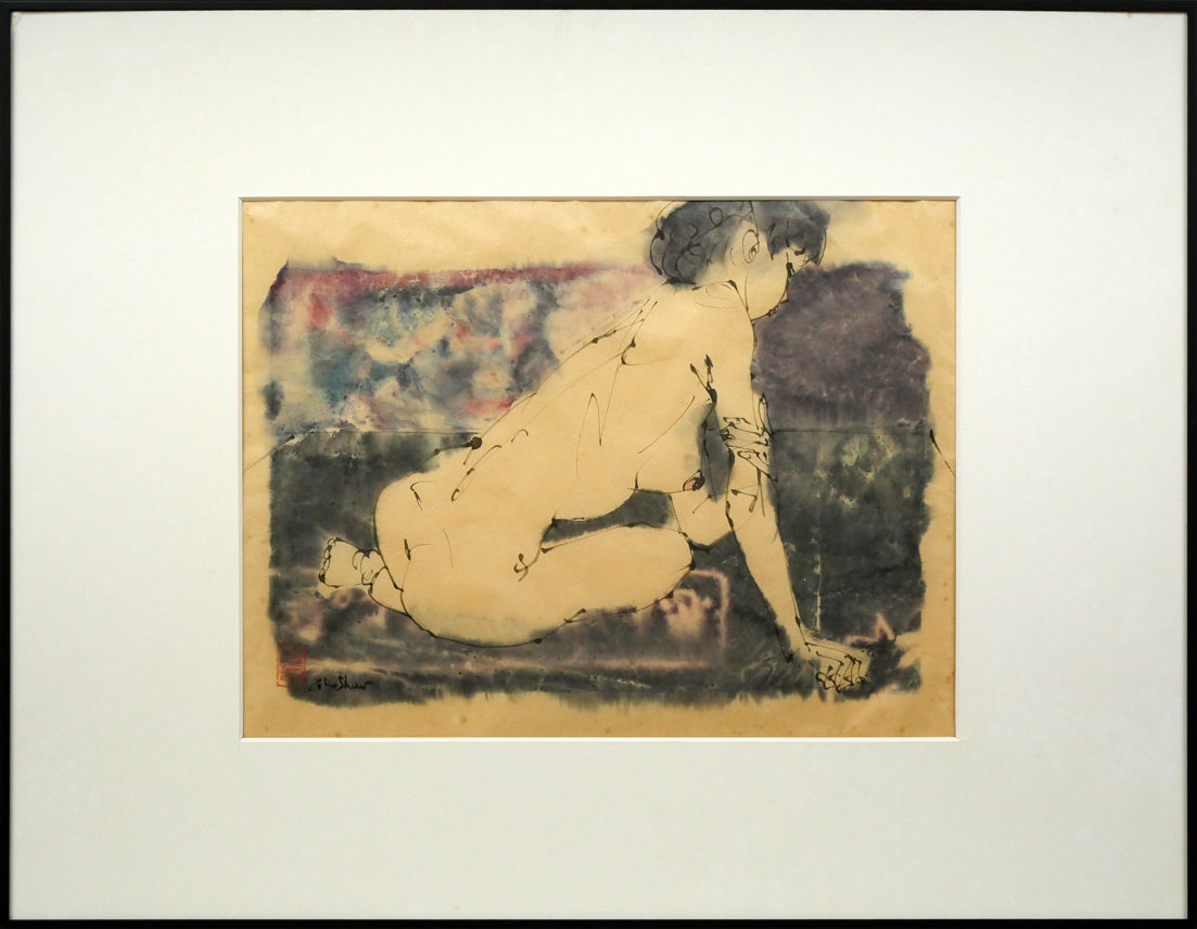 伊藤ゴオショ［豪将］「裸婦2」墨彩画・4号