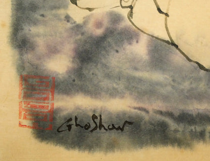 伊藤ゴオショ［豪将］「裸婦2」墨彩画・4号　サイン・落款拡大画像