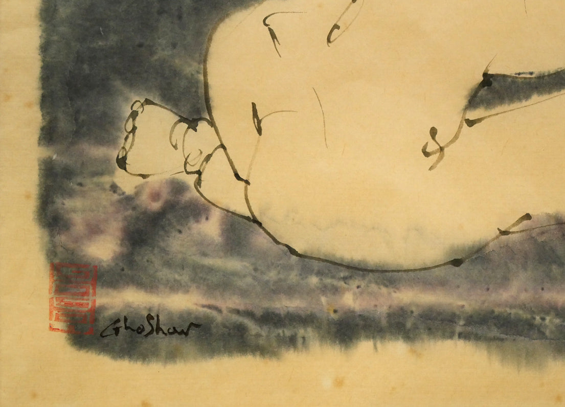 伊藤ゴオショ［豪将］「裸婦2」墨彩画・4号　拡大画像3