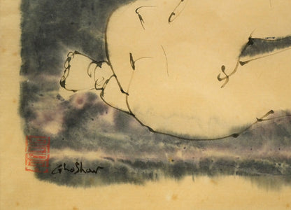 伊藤ゴオショ［豪将］「裸婦2」墨彩画・4号　拡大画像3