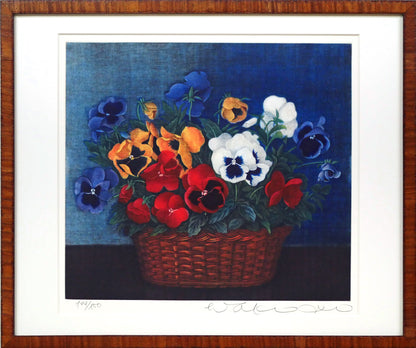 伊藤倭子「花篭パンジイ」銅版画