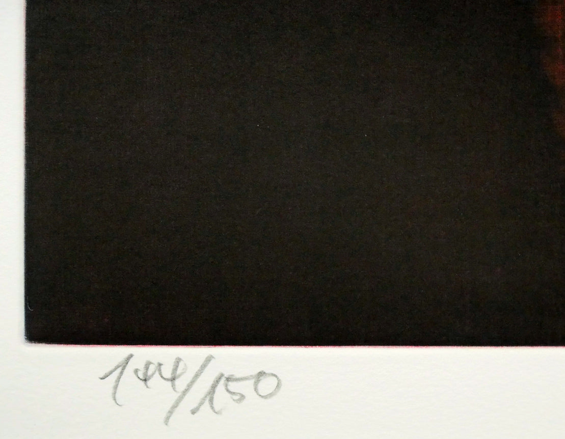 伊藤倭子「花篭パンジイ」銅版画　限定番号（ed,144/150）
