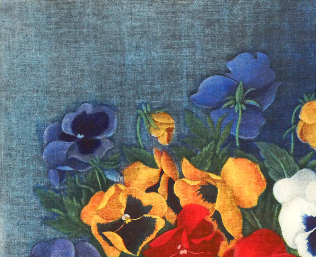 伊藤倭子「花篭パンジイ」銅版画　拡大画像1