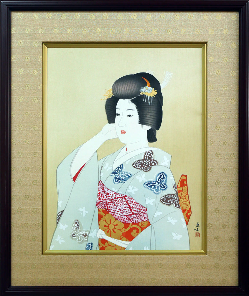 伊東深水「初島田」木版画