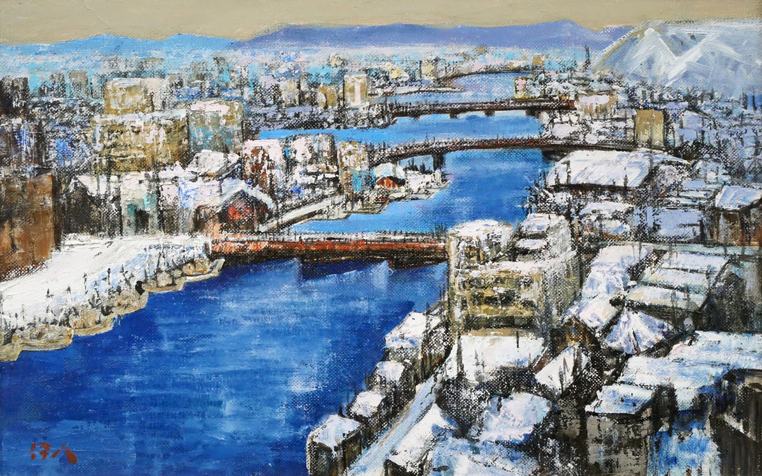 伊藤伊八「釧路風景」油絵・M10号　作品全体画像