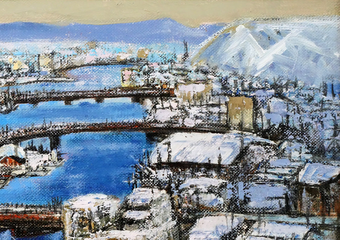 伊藤伊八「釧路風景」油絵・M10号　拡大画像2