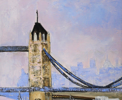 伊藤伊八「タワーブリッジ（イギリス）」油絵・M10号　拡大画像2
