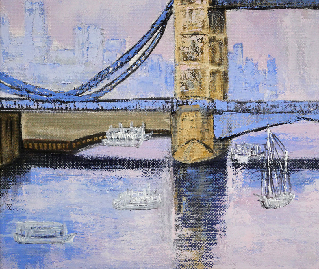 伊藤伊八「タワーブリッジ（イギリス）」油絵・M10号　拡大画像3