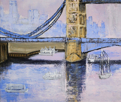 伊藤伊八「タワーブリッジ（イギリス）」油絵・M10号　拡大画像3