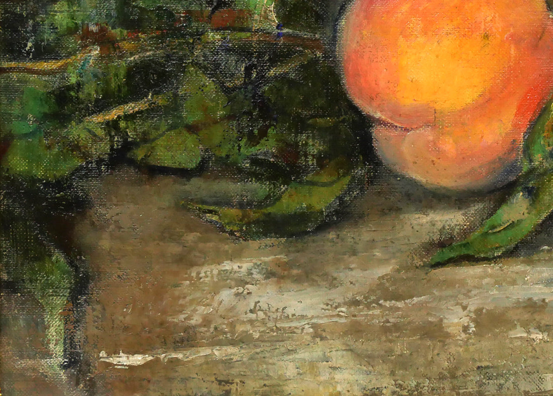 伊藤仁「静物画（桃）」油絵・M6号　拡大画像4