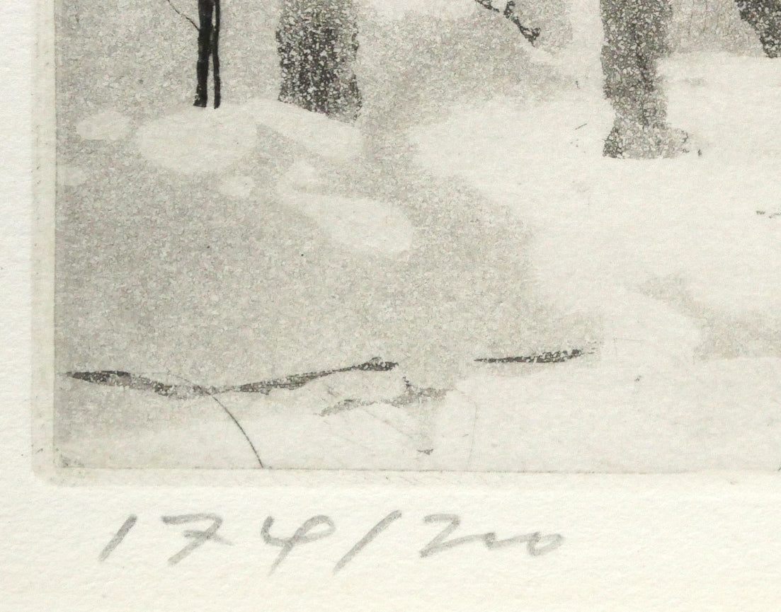 伊藤仁「時計台」銅版画　限定番号（ed,174/200）