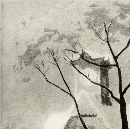 伊藤仁「時計台」銅版画　拡大画像1