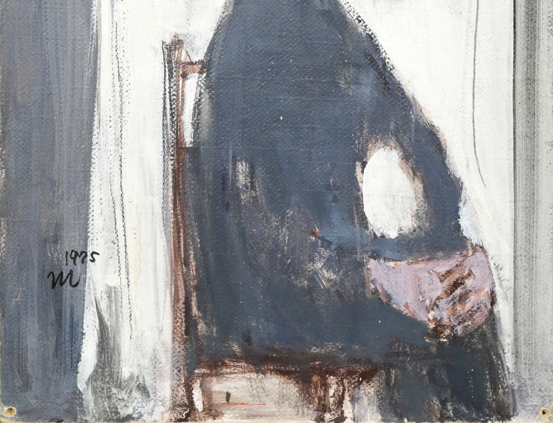 伊東将夫「人物像」油絵・SM　拡大画像3