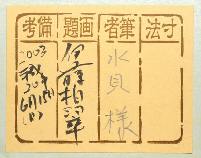 伊藤柏翠「鷲の我　鷹の汝と　相許す」肉筆書掛軸　箱書き画像（紙箱）