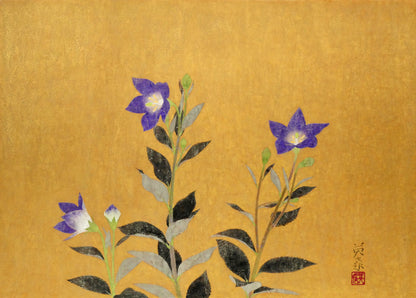 岩橋英遠「桔梗」日本画・10号大　作品全体画像