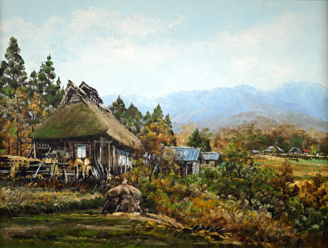 岩下正芙美「甲州民家」油絵・F6号　作品全体画像